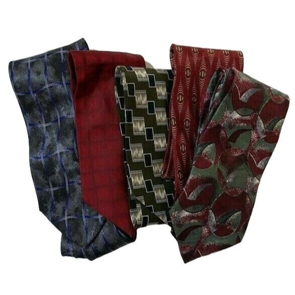 Silk Necktie Lot of 5 Zylos Perry Ellis Dilena L'atelier Claiborne Career Office